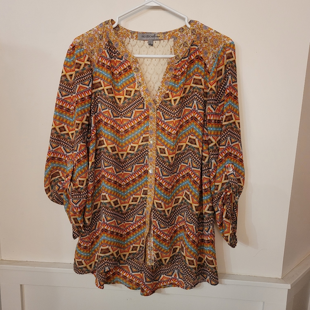 FIGUERO & Flower Floral Top Sz L.